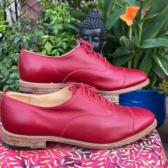 🏴󠁧󠁢󠁥󠁮󠁧󠁿 Jack Wills Made in England Red Leather Oxfords UK 6 - Picture 6 of 17